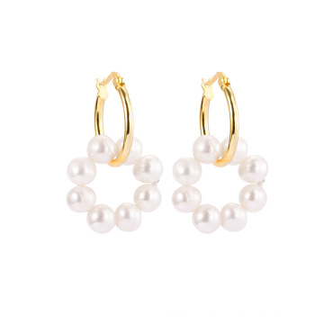 Shangjie Oem Aretes Fashion Danity Women Pendientes Joyas 925 Pendientes de plata esterlina Pendientes de perlas redondas